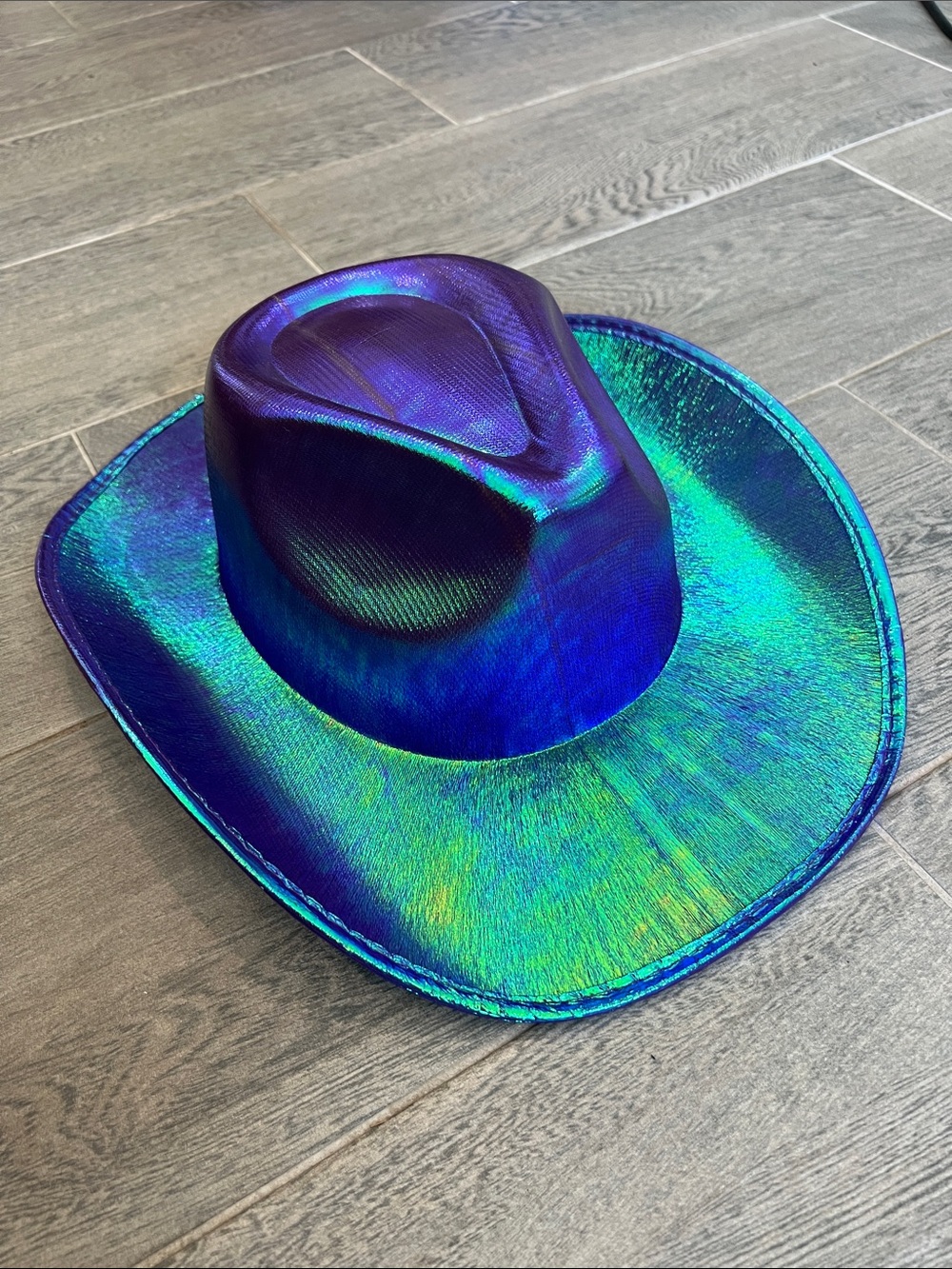 Iridescent Blue-Green Cowboy Hat